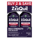 ZzzQuil 액체, 최대 힘 고통 Reliever, 야간 수면 보조 액체, Acetaminophen 1000mg, Diphenhydramine 50mg HCI, 비하 비트 형성, Midnight Berry 맛, 2 팩, 24 FL OZ