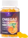 오메가 3 물고기 기름 Gummies - 심장 건강 지원 오메가 3 높은 흡수 DHA & EPA, 합동 & 뇌 지원, Delicious 오렌지 풍미 물고기 기름 비타민, 60 Gummies를 가진 성인 & 아이를 위한 거미 보충교재