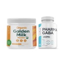 비타민 D3 & K2와 Pharma GABA 보충교재 뭉치를 가진 Teaveli 유기 황금 우유 분말