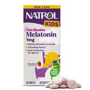 Natrol Kids 빠른 용해 멜라토닌 1 mg, 휴식 수면을위한 다이어트 보충, 아이를위한 수면 정제, 40 Strawberry-Flavored 멜라토닌 정제, 40 일 공급