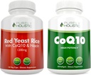 Purely Holistic 빨간 효모 밥 1200mg & Niacin + CoQ10 100mg - 120의 캡슐 & 240 Softgels 뭉치 - 미국에서 만드는