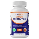 Vitamatic 버진 코코넛 오일 Softgels, 서빙 당 3000 mg, 60 서빙, 180 조사, 비 GMO, 글루텐 무료