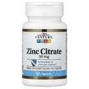 21 세기 HealthCare 아연 구연산염 정제 50mg, 360 조사, 백색