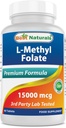제일 자연적인 메틸 Folate 15000 mcg (15mg) (분말 생물 유효한) 60의 정제 - 지원 세포 형성 성장 기능, 뇌, 기억, 심장 혈관 건강 (60의 조사 1))