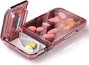 Pill 커터 스플리터와 함께 여행 Pill 주최자, 4 Compartments Pill Case, 포켓 지갑을위한 작은 Pill Box, 비타민 Cod Liver Oil Supplements, Medicine Planner (Pink)
