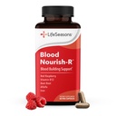 LifeSeasons Blood Nourish-R - Iron Deficiency 보충교재 - 지원 빈혈, 피로, Paleness & Dizziness - 변비 없음 - 혈액 빌딩 - 철, 알파, 라즈베리 & 비타민 B-12-60 캡슐