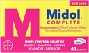 Midol는 최대 힘 고통 Reliever Caplets 40 ea를 완료합니다 (4의 포장)