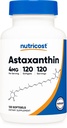Nutricost Astaxanthin 4mg, 글루텐 무료 및 비 GMO, 120 Softgels (4 달 공급)