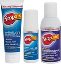 Stopain Pain Relief Combo Set (Gel, Roll On, Spray) USA Made, MSM, Glucosamine, Menthol for Lower Back, Knee, Neck HSA FSA Topical Analgesic Products와 최대 강도 빠른 행동