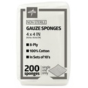 Medline 4 x 4 인치 가제 갯솜, 비 메마른 8 Ply 길쌈된 가제, 부상 드레싱, 부상 배려, 일반 응급조치 사용, 200의 팩을 위한 100%년 면, 이상