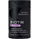 Sports Research® Biotin 10,000mcg with Organic Coconut Oil - Biotin (Vitamin B7) for Healthy Skin and Hair Support* - 여성 및 남성 - Vegan, Non-GMO, 글루텐 & Soy-Free - 120 Veggie Softgels