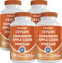 5-in-1 Ceylon Cinnamon 캡슐 2355mg - Ceylon Cinnamon 및 Apple Cider Vinegar 캡슐 - Turmeric 및 Panax Ginseng - Bioperine (120ct, 4 팩)와 Cinnamon 보충제