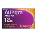Allegra 성인 12-Hour 알레르기 완화 정제, 비 돌리실 실내와 옥외 알레르기 약, 60 mg Fexofenadine HCI 항히스타민 알약, 12-Count