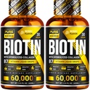 PURE RESEARCH Biotin & 교원질 60,000mcg 머리 성장 액체 하락, 지원: 강한 못, Glowing 피부, 건강한 머리 성장, 캡슐 & 알약 (4Fl Oz) 보다는 더 흡수