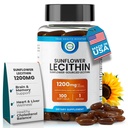 해바라기 Lecithin 1200 MG 100 Softgels, 100 일 공급 보장된 순수한, 비 GMO, Soy 자유로운, 지원 뇌, 심장, Nerve, 간 건강, Cognitive 기능, 건강한 콜레스테롤, 높은 흡수 공식