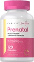 여성용 Carlyle Prenatal Vitamin | 120 캡슐 | 다비타민 및 미네랄 포뮬러와 Folic Acid | Non-GMO 및 Gluten Free Supplement | 여성용