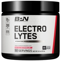 BARE PERFORMANCE NUTRITION BPN Electrolytes Hydration Drink Mix | 슈가프리 일렉트로테 파우더 | 멸균 당 500mg 나트륨 | 천연 감미료 | 소금에 절인 수박, 50 인분