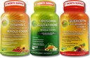 공장 기반 산화 방지제 및 면역 지원 번들 - Liposomal 비타민 C 1500mg + Liposomal Glutathione 500mg + Bromelain, 아연 및 비타민 C와 Quercetin - Vegan, 향상된 흡수 공식
