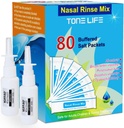 TONELIFE 80 Count Saline Nasal Care Refills +2 Nasal Sprayer - Nasal Salt 2.7g 각 파우치 | 리필 키트 | 80 버퍼 소금 패킷 | 300ml 500ml Sinus Rinse Kit-Nose Cleaner-Nasal Wash Bottle