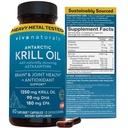 Viva Naturals Antarctic Krill Oil Omega 3 보충제 1250 mg - DHA EPA Omega-3 및 Astaxanthin Concentration for Joint Health, No Fish Burp - 60 Krill Oil 캡슐