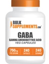 BulkSupplements.com Gamma Aminobutyric 산 캡슐 - GABA 보충, GABA 750mg - Vegan & 글루텐 무료, 서빙 당 1 캡슐, 240 개 (팩 1)