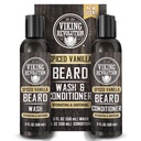 Viking Revolution은 Argan Oil과 Jojoba Oil을 가진 남자를위한 세탁 및 Beard 컨디셔너 - Beard Softener 및 Strengthener Beard Care Beard 샴푸 및 컨디셔너 (5oz, Spiced Vanilla)