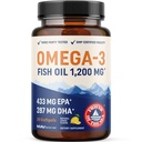세 배 힘 오메가 3 물고기 기름 1200 mg | EPA & DHA | 야생 잡은, 지속가능한 근원 오메가 3 지방산 | 프리미엄 무수 생선 기름 보충교재 | Non-GMO, 제3자 시험되는 | 30 Softgels