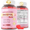 Myo-Inositol & D-Chiro Inositol Gummies Sugar Free, 이상 40 : 1 비율 여성 w / Vegan Omega-3, D3, 마그네슘, 메틸 Folate, B12, 여성 전반적인 건강을 위한 Inositol Multivitamin