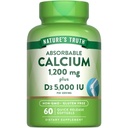 비타민 D3 5000 IU를 가진 자연의 진실 칼슘 1200mg | 칼슘 탄산염에서 60의 Softgels | 비 GMO & 글루텐 자유로운 보충교재