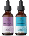 HERBAMAMA 허브 액체 드롭 키트 - 밀크 이틀 추출물 & Ashwagandha 루트 Tincture 2 fl oz - Vegan, Non-GMO, 설탕 및 알코올 - 2 팩