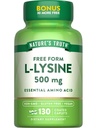 Nature's Truth L-Lysine 500mg | 130 코팅 캡릿 | 무료 양식 | 필수 아미노산 | Vegan, Non-GMO, & 글루텐 무료 보충