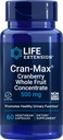 수명 연장 크랜 맥스®, 500 mg, 크랜베리 전체 과일 농축, 강력한 산화 방지제, 글루텐 프리, 채식, 비 GMO, 60 캡슐과 함께 유린 트랙 건강 촉진