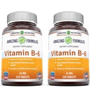 Amazing Formulas 비타민 B6 Pyridoxine 25mg 250 정제 보충 | Non-GMO | 글루텐 프리 | 미국에서 제작 (2 팩)