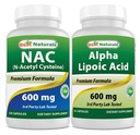 제일 자연적인 NAC 600 mg & 알파 Lipoic 산 600 mg