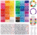 장비 48의 색깔 Kandi 구슬 세트, 2400pcs 플라스틱 무지개 부피 및 1560pcs 편지 구슬 20 미터를 가진 탄력 있는 실을 가진 Quefe 3960pcs Pony 구슬