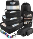 Veken 10 Set/8 Set Packing Cubes for Travel Essentials, Suitcase 주최자는 4 크기, 대형 세탁 및 세면 용품 가방이있는 휴대 수하물 액세서리, 비행기, 도로 여행 및 캠핑을위한 필수품