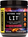 BEYOND RAW LIT V2 임상 강도 사전 운동 분말, 히트 Harder, 더 큰 펌프, 카페인, L-Citrulline, Creatine, Apple Crisp, 30 서빙