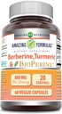 Amazing Formulas Berberine Turmeric & Bioperine 800mg Per 서빙 60 Veggie 캡슐 보충 | 비 GMO | 글루텐 프리 | 미국에서 제작 | 채식주의