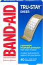 Band-Aid Brand Tru-Stay Sheer Strips Adhesive Sterile Bandages for First Aid & Wound Protection, Minor Cuts & Scrapes를 위한 개별적으로 감싸인 부상 치료 붕대, 모든 것 크기, 40캐럿