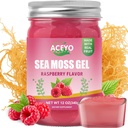 ACEYO (12 OZ) 아일랜드어 Sea Moss Gel Organic Raw Vegan Raspberry 풍미 102 비타민 및 미네랄 야생 수확 비 GMO 면역 방어 부스터 Thyroid 소화 지원
