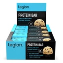 Legion Chocolate Chip Cookie Dough Protein Bar - 100 % Whey Protein Bar Prebiotic Fiber가있는 낮은 설탕 고단백 - Soy-Free, Gluten Free, Naturally flavored, 저지방, 고단백 바 (12 개)