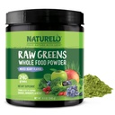 NATURELO 익지않는 녹색 Superfood 분말 240 그램, 혼합 베리 - 지원 에너지, 면제 및 해독 - 전체적인 음식 영양을 위한 Spirulina, Wheat 잔디 및 유기 녹색을 포함합니다