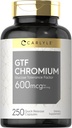 Carlyle GTF Chromium 600 mcg | 250 캡슐 | 비 GMO, 글루텐 프리