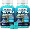 머리, 피부 & 못을 위한 2 팩 Vegan Biotin Gummies - 봉사 당 20,000 mcg, 여자 & 남자를 위해 적당한 - 120 Gummies