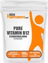 BulkSupplements.com 순수 비타민 B12 분말 - Cyanocobalamin, 비타민 B12 보충 - Vegan & 글루텐 무료, 여러 서빙, 100g (3.5 oz) (팩 1)