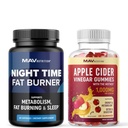 MAV NUTRITION Night Time Fat Burner 캡슐 및 Apple Cider Vinegar Gummies | 멜라토닌 및 ACV와 함께 Stomach Fat Burning 지원을위한 밤 Metabolism 부스터 | 1 개월 공급