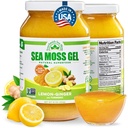 Wildcrafted Irish Sea Moss Gel | 미국에서 제작 | 비타민과 미네랄이 풍부한 | 바다 Moss Gel Raw | 영양 보충 | 레몬 생강 (16 oz)