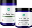 Ora Organic Prebiotic & Probiotic Powder & Greens Powder 번들 : 20 억 Probiotic, Apple & Raspberry 풍미, 30 서빙 및 20 + Superfood Greens Blend - 감귤류 맛, 30 서빙