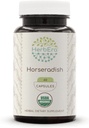 HerbEra Horseradish USDA 유기 60 캡슐 | 천연 초본 보충 | 인증 유기농 채식 캡슐 및 유기 말라기 (Armoracia rusticana) 건조 뿌리 (60 캡슐)