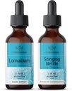 HERBAMAMA 허브 액체 드롭 키트 - Lomatium 뿌리 추출물 및 Stinging Nettle Tincture 2 fl oz의 번들 - Vegan, Non-GMO, Sugar & Alcohol-Free - 2 Pack